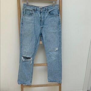 A GOLDE straight leg ripped jeans